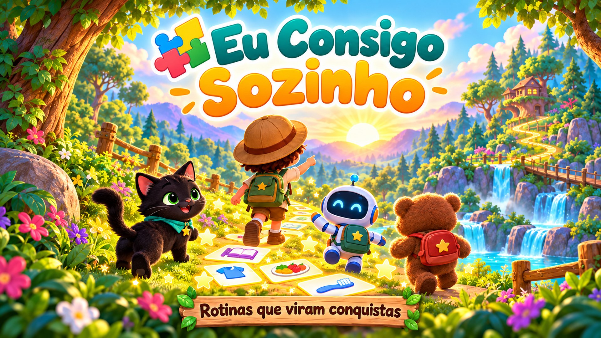 Personagens do Eu Consigo Sozinho em um mundo encantado