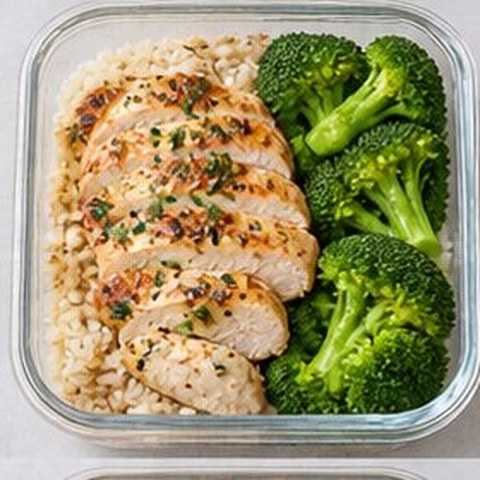 Frango, arroz e brócolis